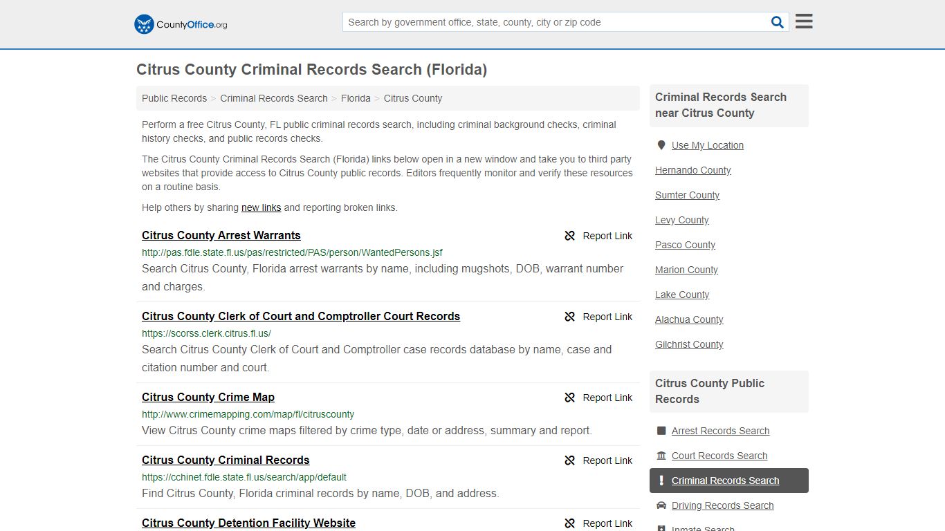 Criminal Records Search - Citrus County, FL (Arrests ...
